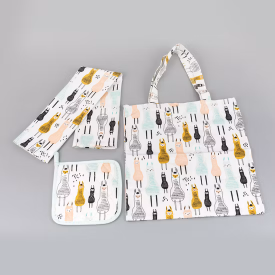 Sacola de algodão ou poliéster de ovelha com impressão digital de cozinha personalizada